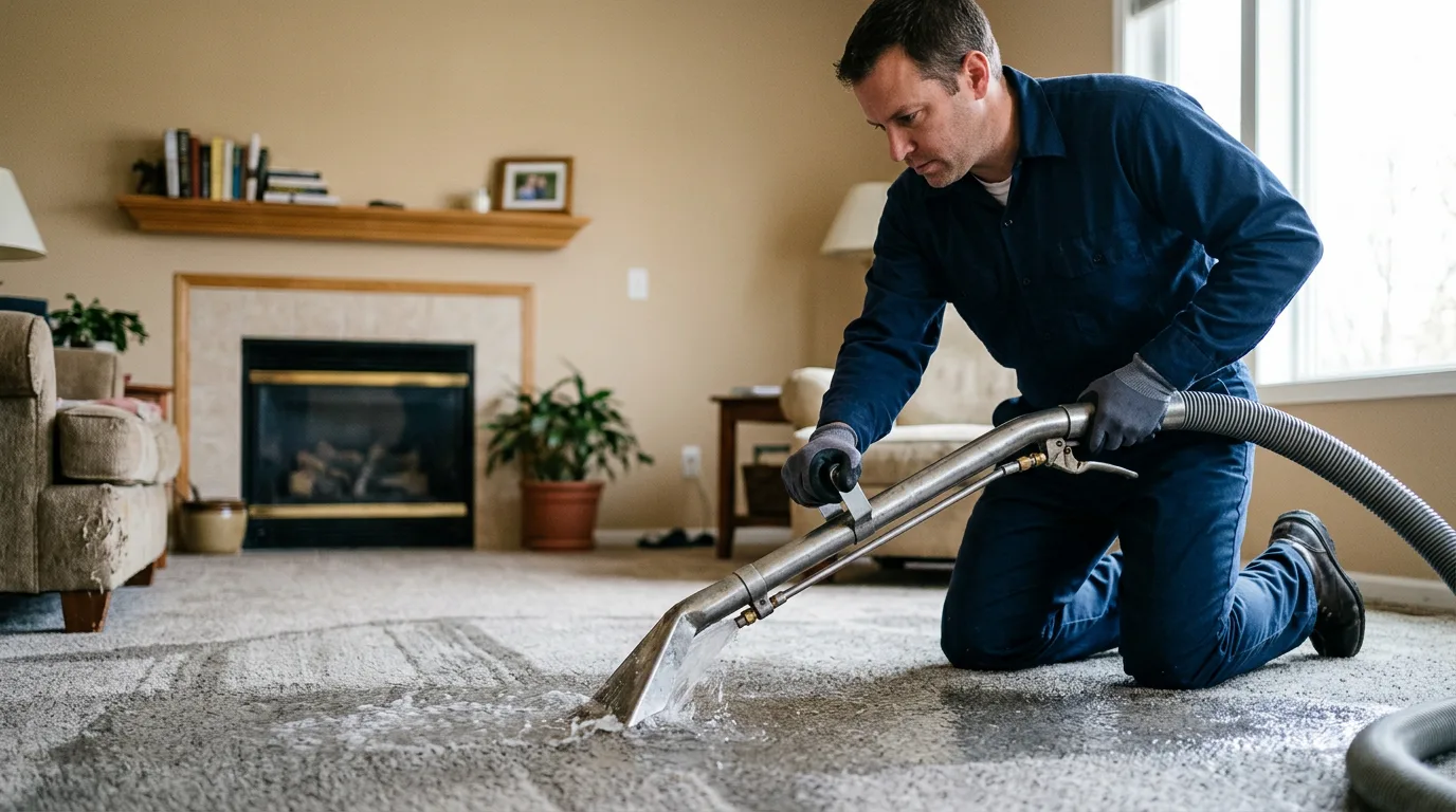 Water damage restoration technician working near Collins, OH